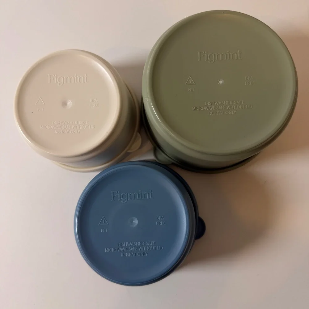 Figmint 6 Piece Food Storage Container Set Recycled PET BPA Free Earth Tones
